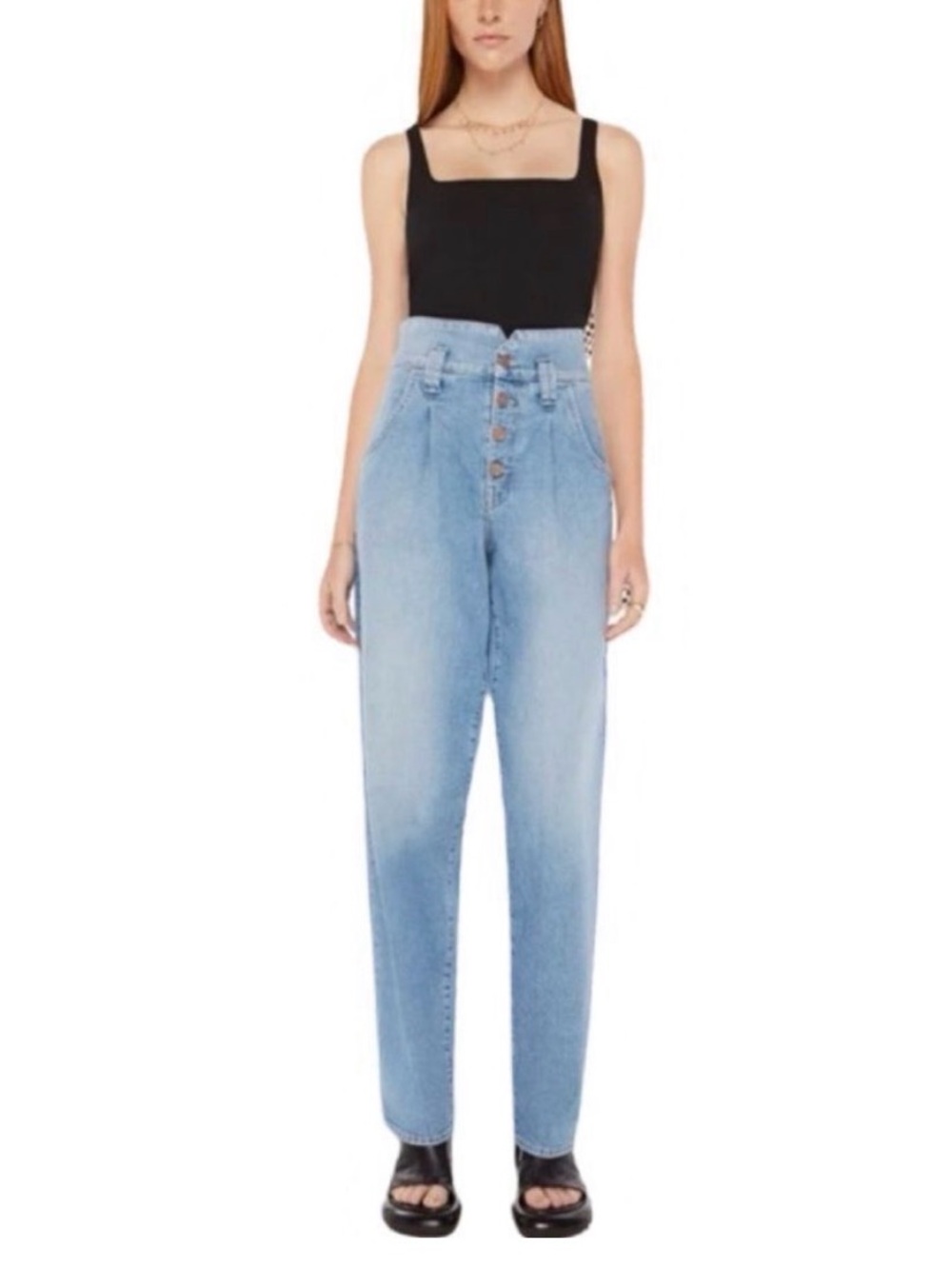 MOTHER Pixie bandit starlet sneak High Waisted Light Blue Jeans plus size 34